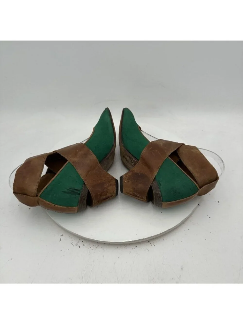 Fly London Women Size EU 37 US 7 Black Brown Green Leather Buckle Heel Shoes